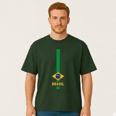 Imagem de Camiseta Oversized BRASIL Vertical Masculina Algodão Premium-Masculino