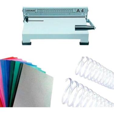 Imagem de Kit Encadernadora + Capas Coloridas + Espirais Cristal 9mm - Cassmar