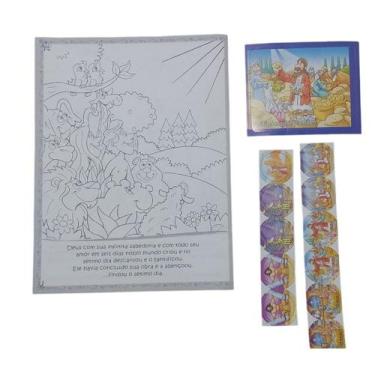 Imagem de 10 Kit Desenhos de Colorir + Quebra Cabeça + Jogo da Memória com 10 Pe