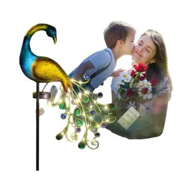 Imagem de Lâmpada Solar De Jardim Em Forma De Pavão, À Prova d'Água, Acende E Ap