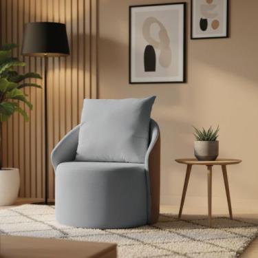 Imagem de Poltrona Sala Orgânica Base Giratória Talita Pu Nozes e Linho K01 - D 