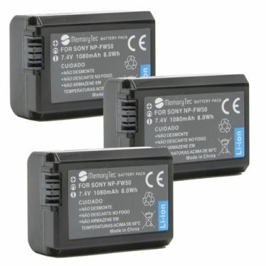 Imagem de Kit 3 Baterias NP-FW50 MemoryTec compatível com Sony ZV-E10 / A7S II /