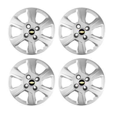 Imagem de Jogo Calota Aro 14 Gm Montana 2011 2012 2013 Prata + Emblema Preto - G