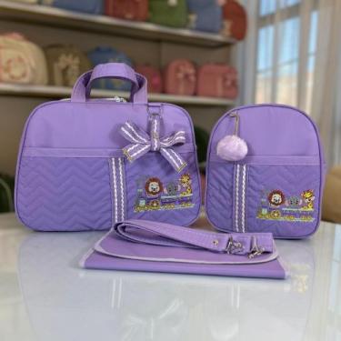 Imagem de Kit Bolsa Maternidade 2 Peças Grande Impermeável + Mochila + Trocador 