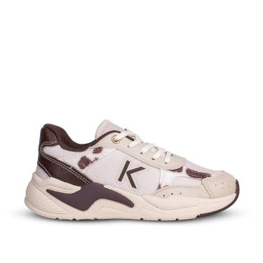 Imagem de Tênis Infantil Menina Kidy K360 Casual Retro Marfim Marrom