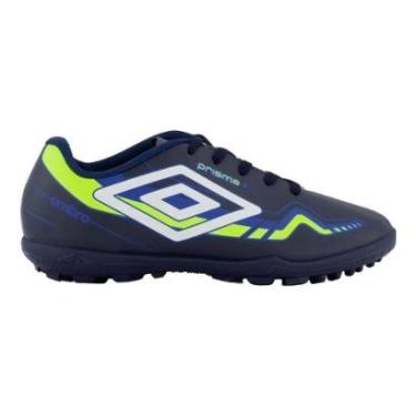 Imagem de Chuteira Society Umbro Prisma+ 35 Infantil - Laranja e Azul-Masculino
