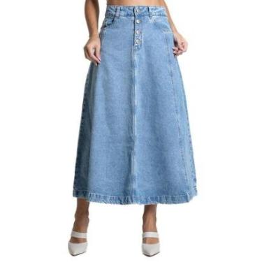 Imagem de Saia Jeans Sawary Midi - 282219 - Azul médio 38-Feminino