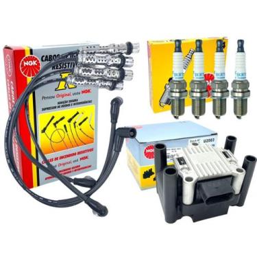 Imagem de Kit Velas Cabos e Bobina de Ignição Gol G4 1.0 G5 Fox Polo Golf 1.0 1.