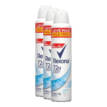 Imagem de Kit 3 Desodorantes Antitranspirante Aerosol Feminino Rexona Cotton Dry
