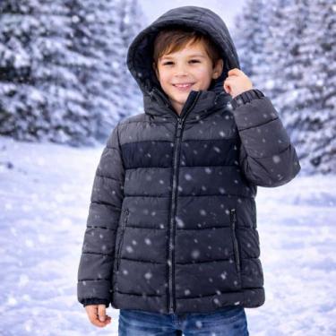 Imagem de Jaqueta Forrada Casaco Juvenil Menino Puffer Bobojaco Nylon Infantil E