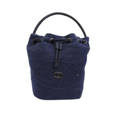 Imagem de Bolsa mochila sacola feminina jeans - Gloria, M, Azul escuro