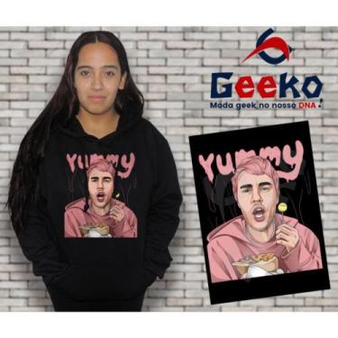 Imagem de Moletom Canguru Feminino Justin Bieber Yummy Geeko, Preto sem fundo, M