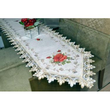 Imagem de Caminho de Mesa com Flores Vermelhas - 1,80 m - Arte & Tear