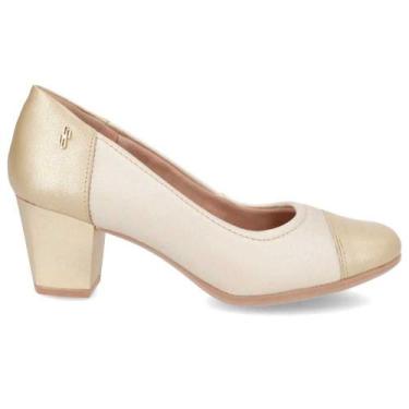 Imagem de Scarpin Feminino Salto Bloco Blush Ouro Light Usaflex UC1103, 38