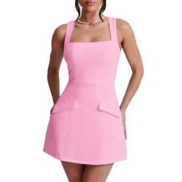 Imagem de Vestido BORIFLORS Sexy Bodycon Corset A Line sem mangas rosa L