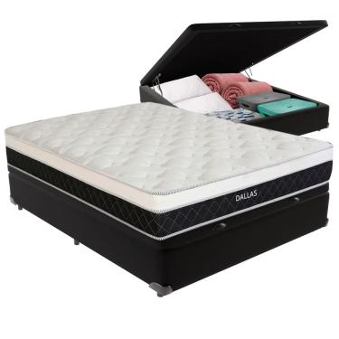 Imagem de Cama Box Baú Casal e Colchão Dallas Molas V-TECH