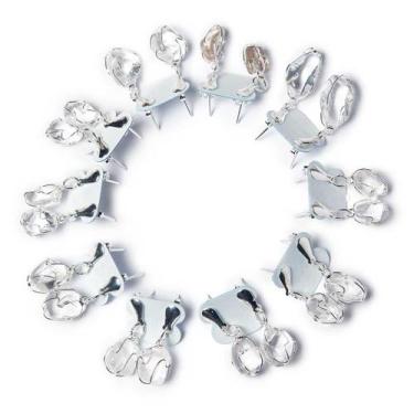 Imagem de 10 Brinco Cesta Amarrada Pedra Quartzo Cristal Prateado - CristaisdeCu