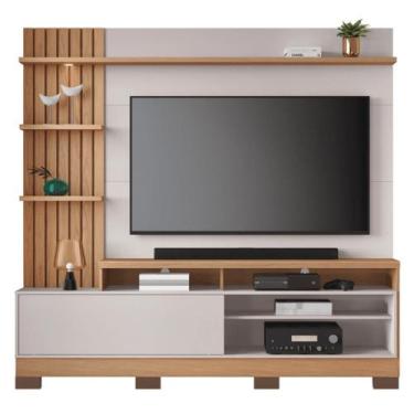 Imagem de Home Theater Maceió 200cm com Pés Painel Ripado LED TV 65 Pol Freijó O