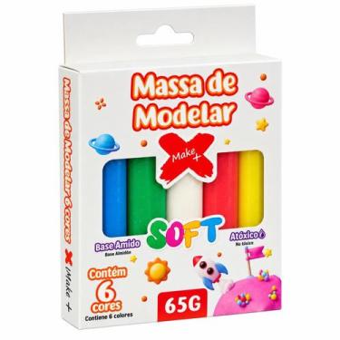 Imagem de Massa de Modelar Soft 90g com 6 Cores Make+ - Base Amido, Atóxica e Su