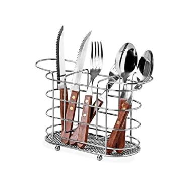 Imagem de NIQUEPLAST IND.COM.DE ARTEF. DE PLAST E ARAMA Porta Talheres Mestre Cuca Cromado Alumínio 13,8x23x8,8cm Chrome Louça Cozinha Moderno Montável Sobre a bancada Utensílios e Louça