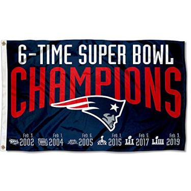 Imagem de Bandeira dos campeões da WinCraft New England Patriots 6 vezes Super Bowl