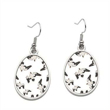 Imagem de Brincos de colagem de fotos com estampa de pássaros sem costura – Brincos pendentes para meninas – Presente de festa de aniversário dos namorados, Metal, Sem pedras preciosas
