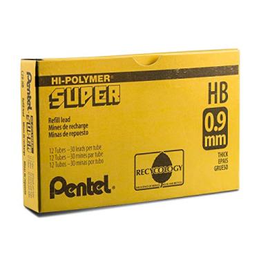 Imagem de Pentel Super grafite de alta polímero, 0,9 mm, médio, HB, 30 peças/tubo, caixa com 12 (C29-HB)