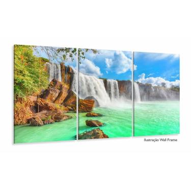 Imagem de Quadros Decorativos Cachoeira Hd 120x60 3 peças Quarto Sal
