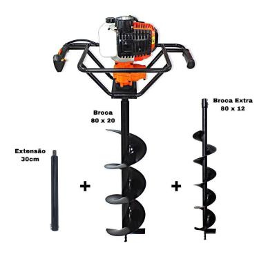 Imagem de KIT Perfurador de Solo Vulcan VPS520 2T 52CC 2,5HP com Broca 80x20cm + Broca Vulcan 80x...