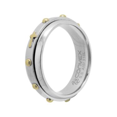 Imagem de Aliança de Namoro Terço Giratório 6mm com Ouro