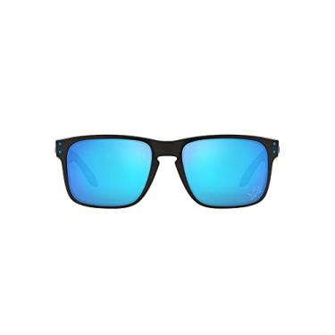 Imagem de Óculos de sol Oakley masculinos OO9102 Holbrook Square, preto fosco/safira Prizm, 57mm