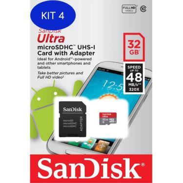 Imagem de Kit 4 Cartão Sandisk Micro Sd Ultra 32Gb Classe 10