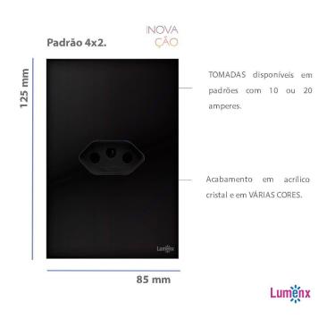 Imagem de Tomada Simples Tok Glass Preto Lumenx
