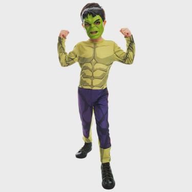 Imagem de Fantasia Infantil Hulk Clássico Longa com Máscara
