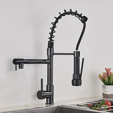 Imagem de Torneira de cozinha de latão preto, pia, torneira, bicos giratórios duplos, água quente e fria, torneiras de banheiro, bronze preto a, china