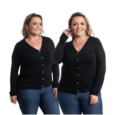 Imagem de Cardigan Casaco Plus Size Feminino  Botão Casaquinho Moda