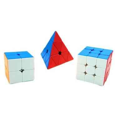 Kit Cubo Mágico Profissional MoYu Carbon 2x2, 3x3 E Pirâmide