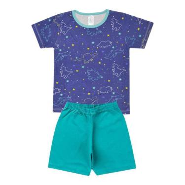 Imagem de Pijama Infantil Menino Camiseta Marinho Dinossauros - Kappes