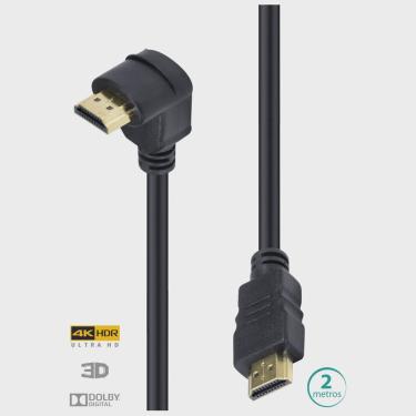 Imagem de Cabo hdmi 2.0 4K ultra HD 3D Conexao ethernet com 01 Conector 90O 2 Metros - H2090-2