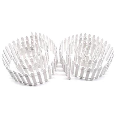 Imagem de AUEAR, Mini cerca de jardim de fadas de 88 cm de comprimento, ornamento de madeira, piquete decorativo de madeira para projetos de artesanato DIY (branco, pacote com 2)