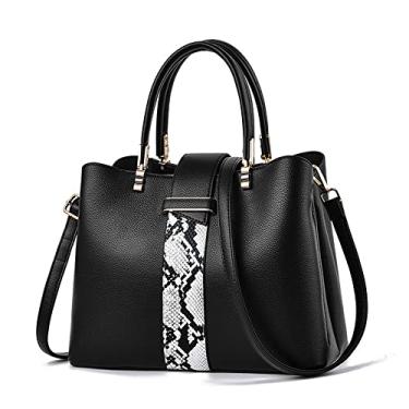 Imagem de Elegante bolsa de mão superior para mulheres bolsa transversal de couro bolsa de ombro grande bolsa feminina moda tote, Preto