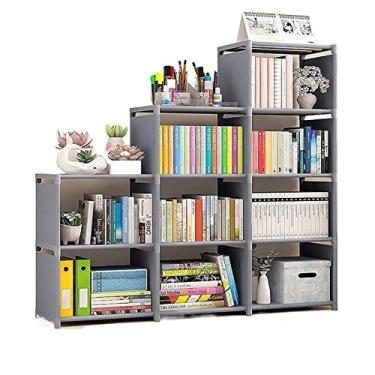 Imagem de KIZQYN Estante DIY decoração de casa estante estante de livros escada estante criativa moderna estante tecido não tecido suporte de exibição montado estante (cor: 02)