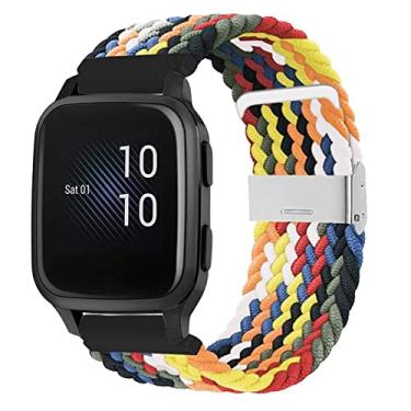Imagem de Abanen Pulseiras para relógio Garmin Venu Sq/Venu 2 Plus / Vivoactive 3 trançadas, pulseira de nylon elástico macio de 20 mm com fecho ajustável para Garmin Venu/Vivomove 3, Approach S40 (multicolorido)