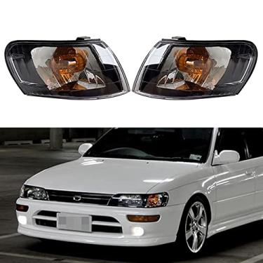 Imagem de JESYMBX Lâmpada de seta do automóvel lâmpada de canto frontal lente preta lâmpada de sinal feixe sem fio 1 par esquerda e direita para Toyota Corolla AE100 E100 AE101 1993-1997