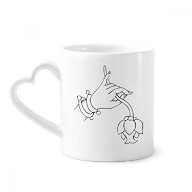 Imagem de Caneca personalizada flor padrão simples café cerâmica copo de coração de vidro