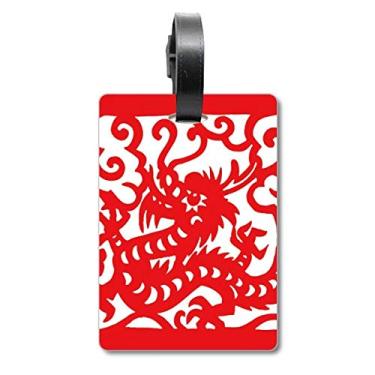 Imagem de Corte de papel dragão animal China zodíaco mala etiqueta bagagem cartão pendurado etiqueta, Multicolorido.