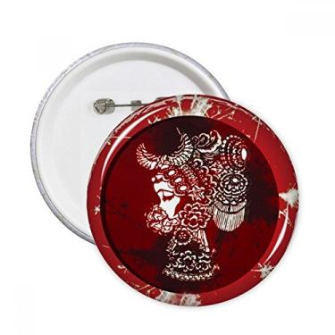 Imagem de Broche redondo primavera feliz ano novo flor pinos crachá botão emblema decoração acessório 5 peças