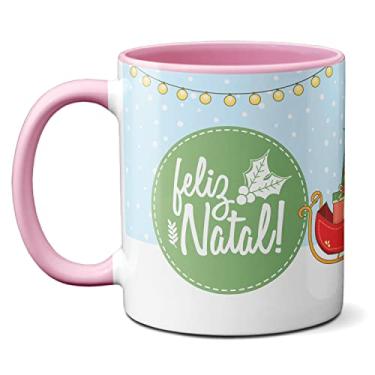 Imagem de Caneca Árvore De Natal Presente Fofo Trenó Papai Noel (Rosa)