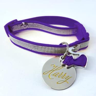 Imagem de Coleira com Ajuste para Gatos com Plaquinha Identificação Nome e Telefone PETS (Filhotes (14 cm a 24 cm))