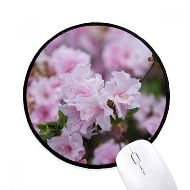 Imagem de Mouse pad rosa branco lindas flores para escritório tapete redondo para computador